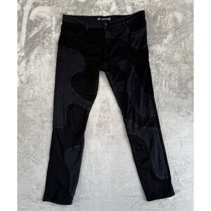 Crysp Denim Moto Biker Jeans Black Panel Patch Slim Stacked Streetwear Mens 42